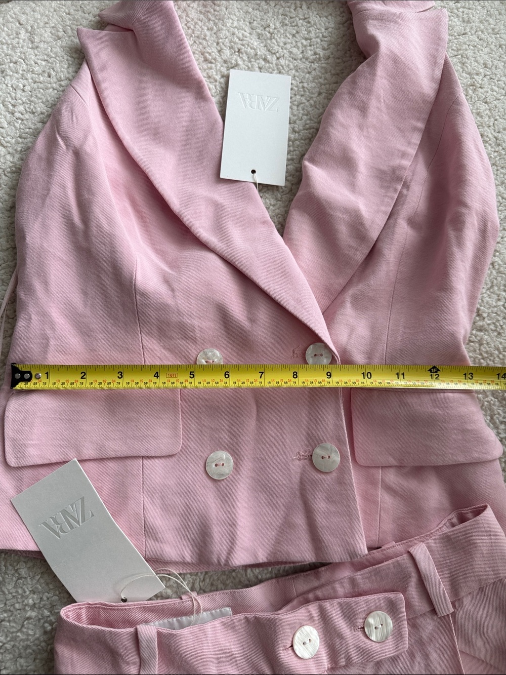 Zara Double-Breasted Sleeveless Pink Top and Pants Wide Legs Size 4 - Picture 11 of 16